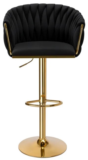 Barová stolička COFTON zamatová, zlatá / čierna