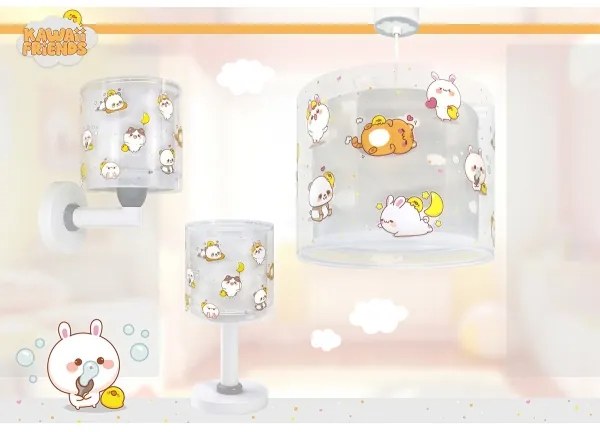 Dalber 41769E - Detská nástenná lampa KAWAII FRIENDS 1xE27/15W/230V šedá