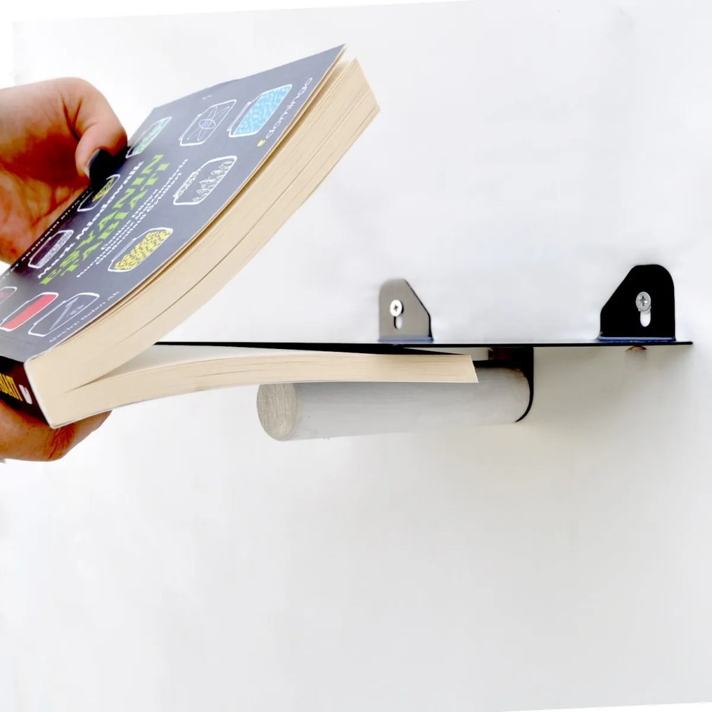 Nástenná polica Etora 2 kusy 21 cm čierna/biela