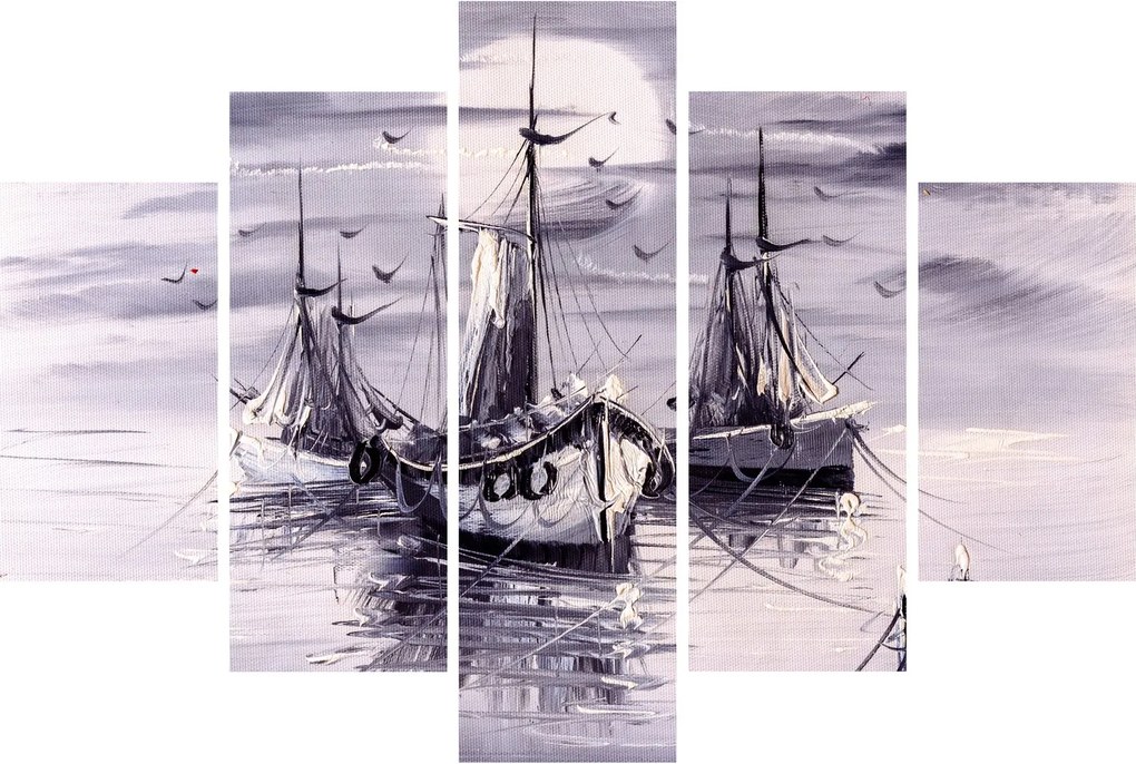 Obraz - Prístav, olejomaľba (150x105 cm)