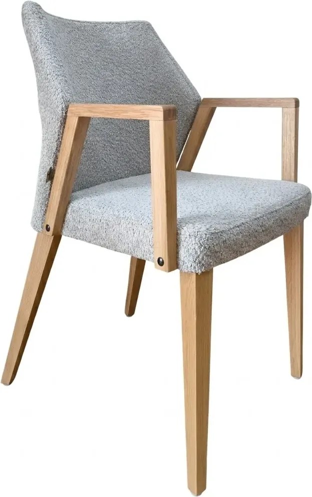 Čalúnené polo-kreslo ZORA s dubovými nohami a podrúčkami, 56x60x87 cm Catch-Me24