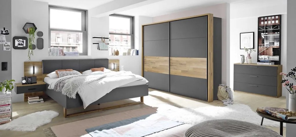 Zásuvková komoda Rivoli, dub/grafit