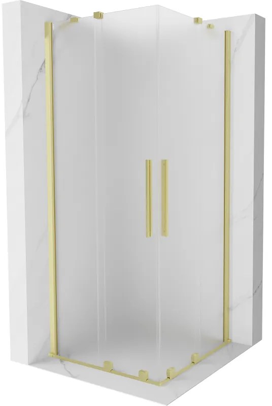 Mexen Velar Duo, sprchový kút s posuvnými dverami 80 x 80 cm, 8mm sklo námraza, zlatá matná, 871-080-080-32-55