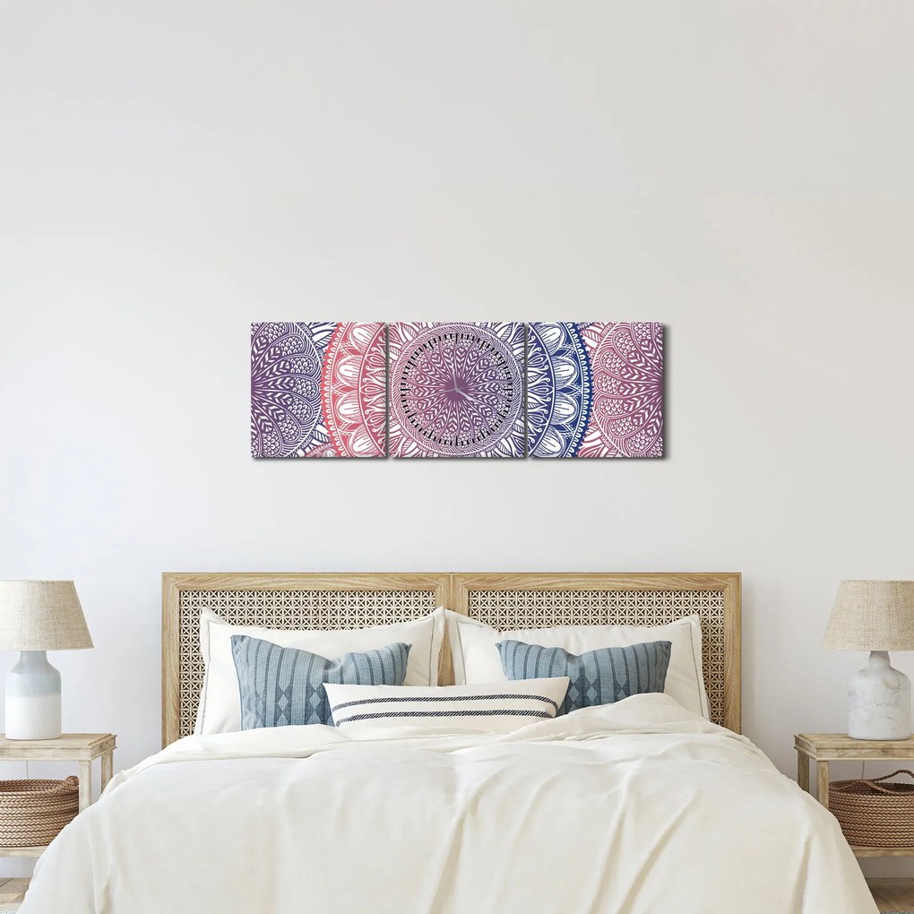 Obraz z mandál (s hodinami) (90x30 cm)