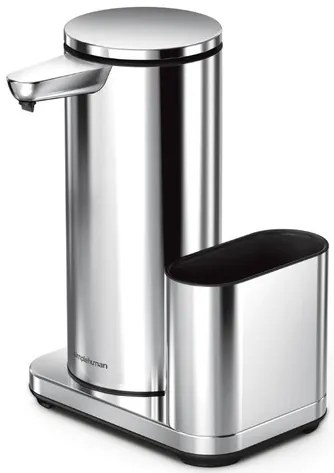 Simplehuman bezdotykový dávkovač mydla – 414 ml + držiak hubky lesklá nerez dobíjací ST1091