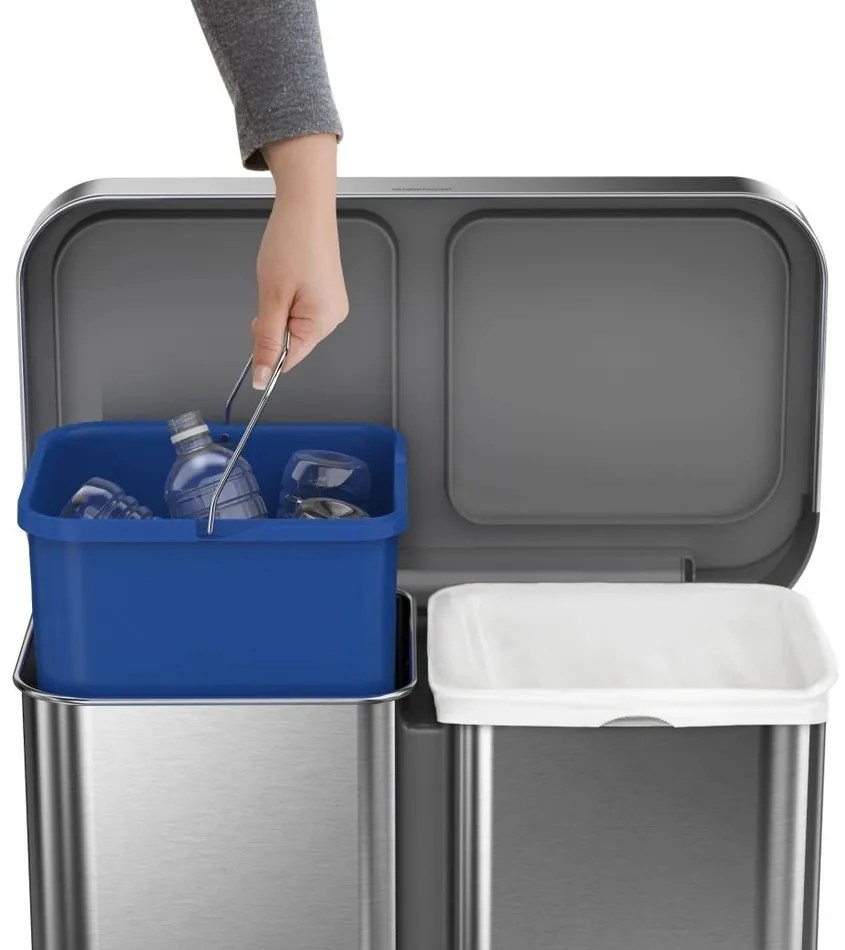 Simplehuman Pedálový odpadkový kôš na triedený odpad, 58 l, kefovaná oceľ, FPP