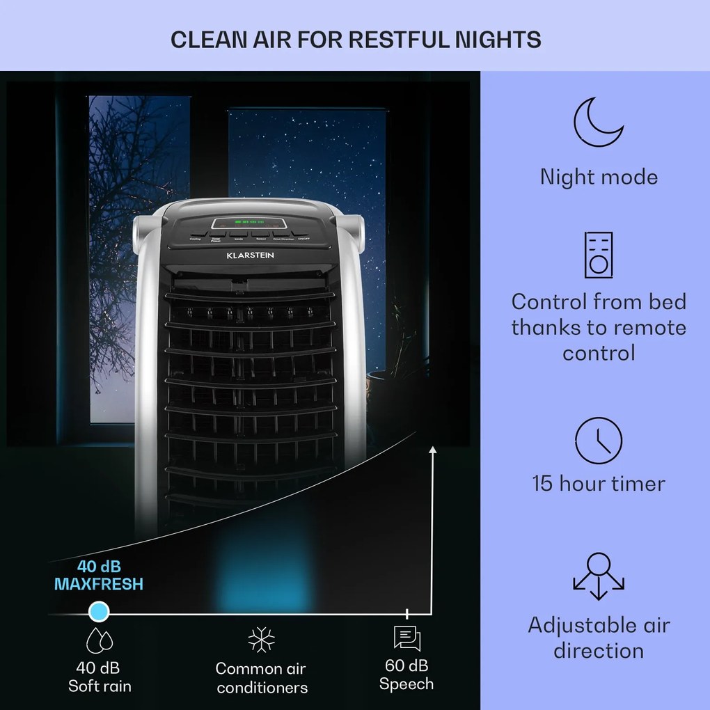 Klarstein Maxfresh, 4 v 1 ochladzovač vzduchu, ventilátor, 65 W, 6 l, diaľkový ovládač, 2 x chladiaci box