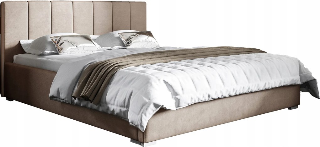 Čalúnená posteľ 180x200 s matracom a kovovým roštom Ledo Béžová