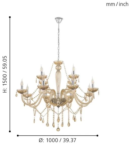 Eglo 39094 - Luster BASILANO 12xE14/40W/230V