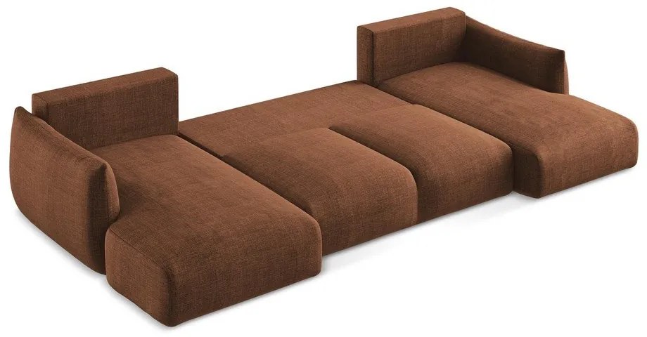 Terakotová rozkladacia rohová pohovka (do tvaru "U") Leila – Makamii