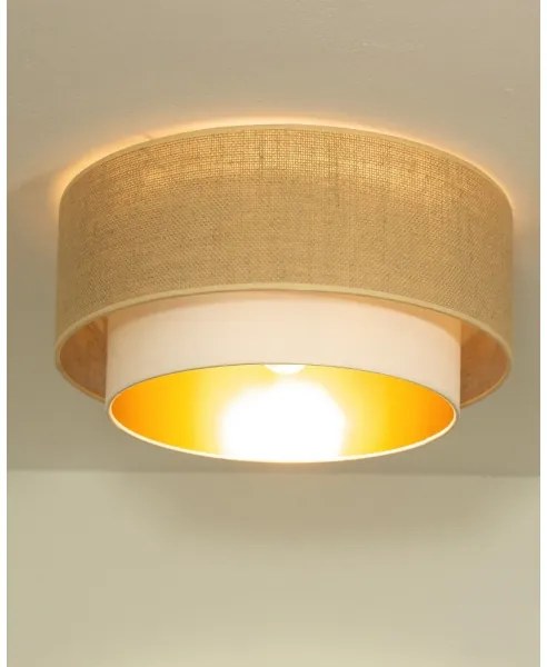 Stropné svietidlo SARTA 1×E27, 60 W, 230 V, priemer 45 cm, biela/juta