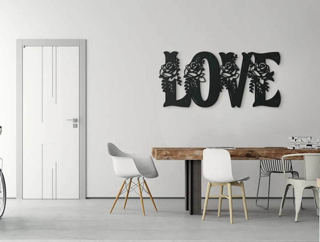 drevko Drevený nápis na stenu LOVE Rozmer obrazu: 20,5 x 44,5 cm, Farba dekorácie: Čierna