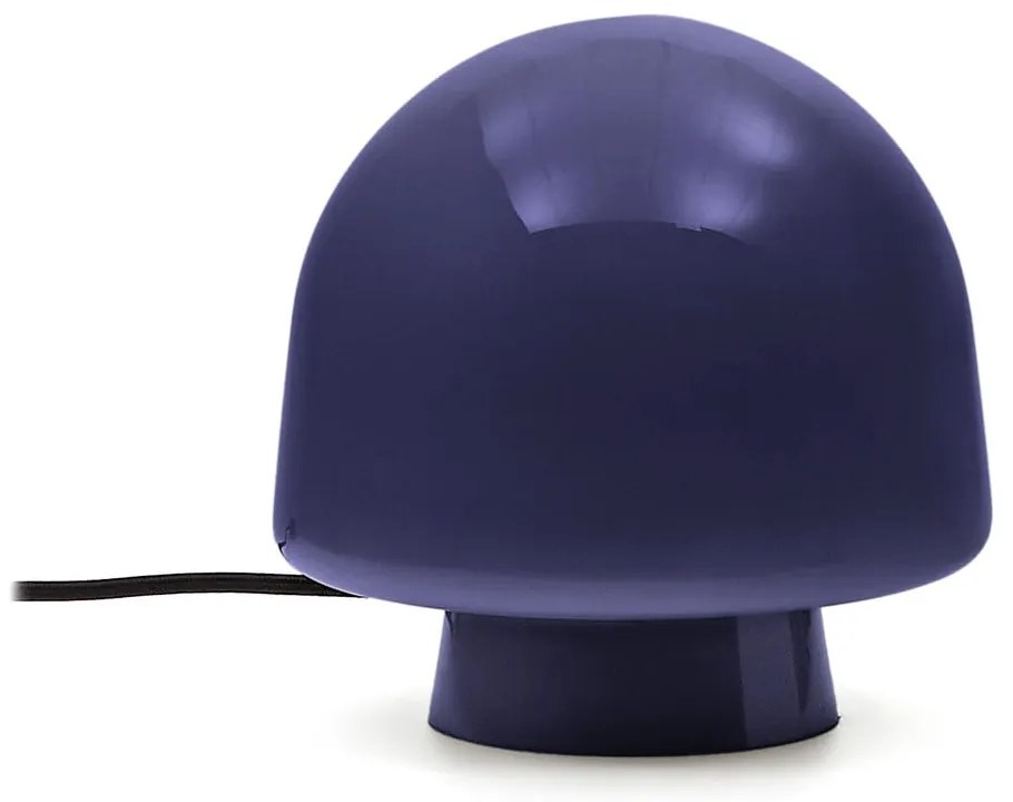 Tmavomodrá stolová lampa so skleneným tienidlom (výška 20 cm) Reig – Kave Home