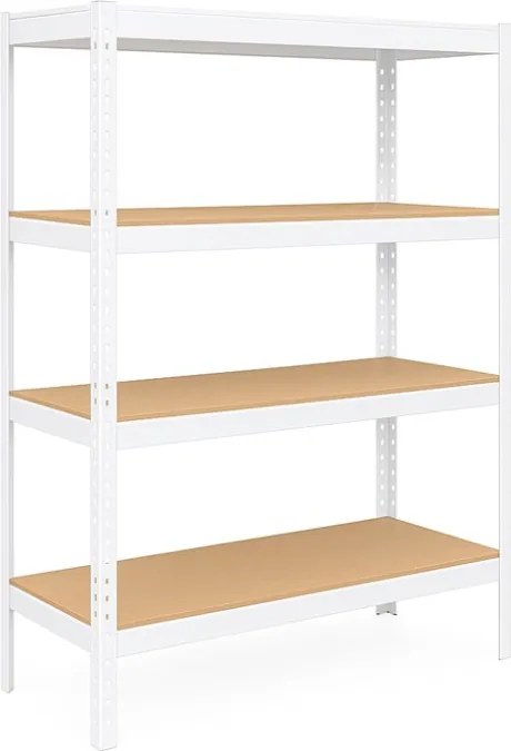 Regál 160x80x40 cm lakovaný 4-policový, nosnosť 700 kg - biely