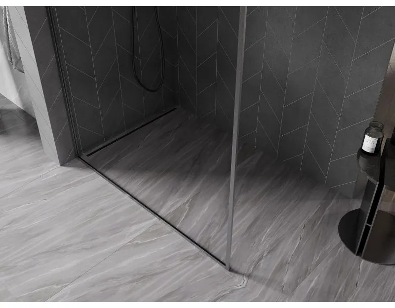 Mexen Kioto-F, sprchová zástena s rámom 130 x 202 cm, 8 mm číre sklo, grafitový profil, 800-130-104-66-00