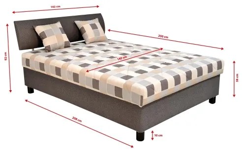 Čalúnená posteľ s úložným priestorom a matracom GEORGE 140x200 cm hnedá