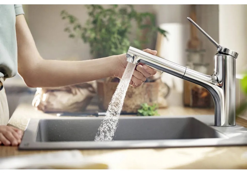 Hansgrohe Hansgrohe Zesis M33 - Páková kuchynská batéria 150, vyťahovacia spŕška, 2jet, sBox lite, chróm 74803000