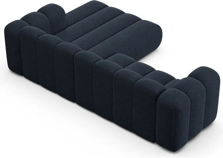 Tmavomodrá ženilková rohová pohovka (pravý roh/s leňoškou) Lupine – Micadoni