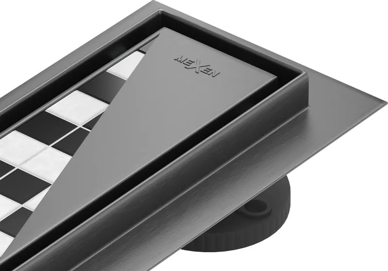 Mexen Flat 360° M13 sprchový žľab 2v1, 50 cm, brúsený grafit, 1E10050-40