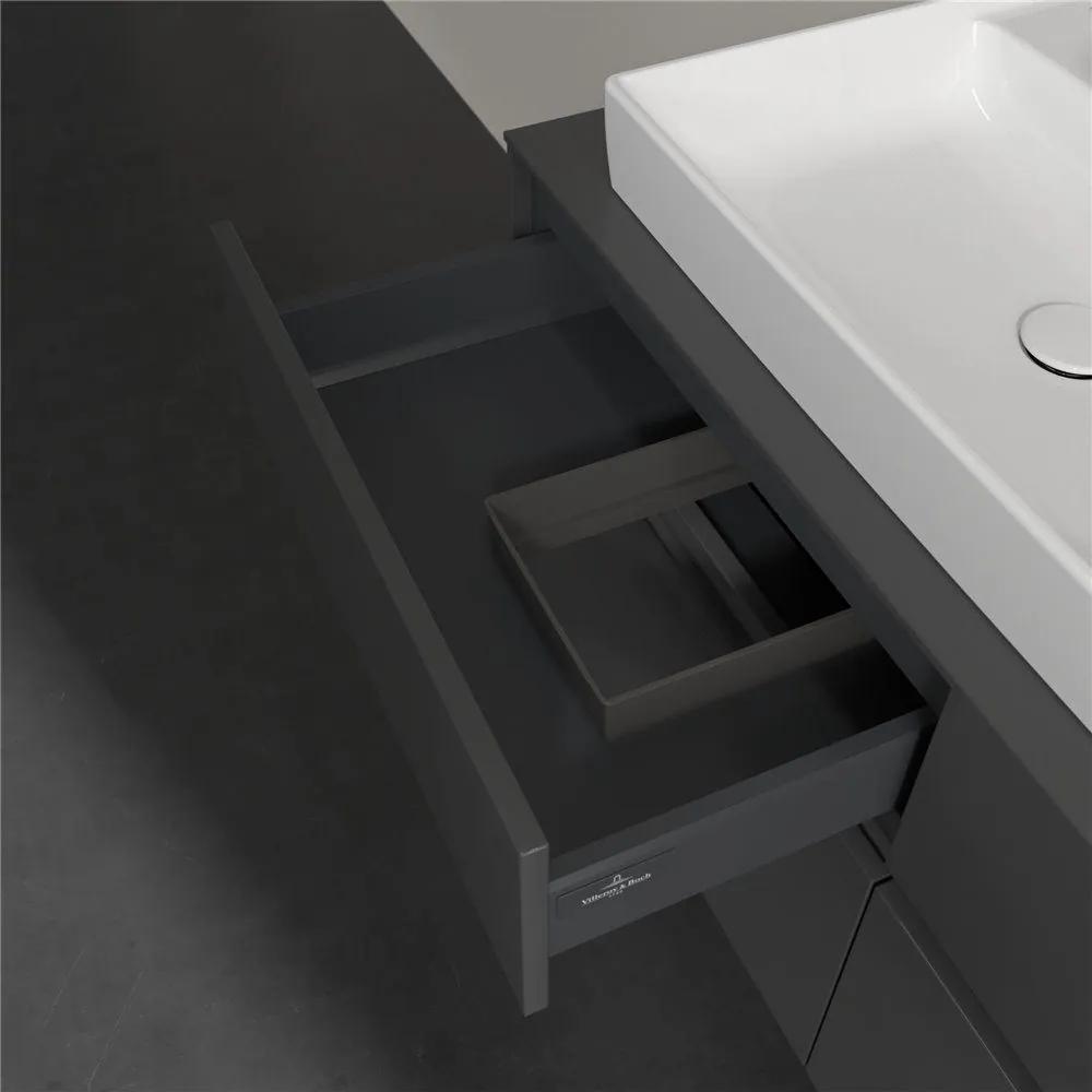 VILLEROY &amp; BOCH Collaro závesná skrinka pod umývadlo na dosku (umývadlo vľavo), 4 zásuvky, 1200 x 500 x 548 mm, Glossy Grey, C08200FP