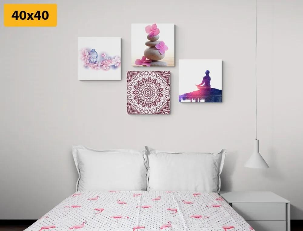 Set obrazov Feng Shui v ružovom prevedení - 4x 40x40
