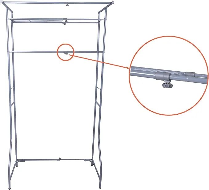 Kovový kúpeľňový regál nad práčku FIXANO 170x60-90 cm, sivá