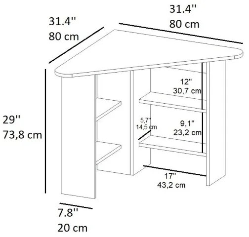 Pracovný stôl CORNER 73,8x80 cm biela