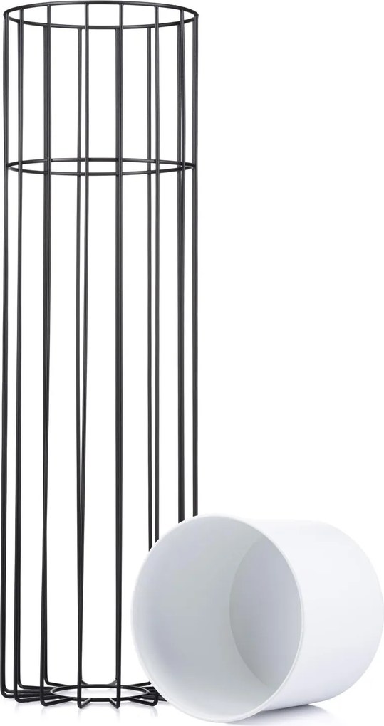 KOVOVÝ KVETINÁČ SO STOJANOM GLAM 70X20 CM BIELA/ČIERNA