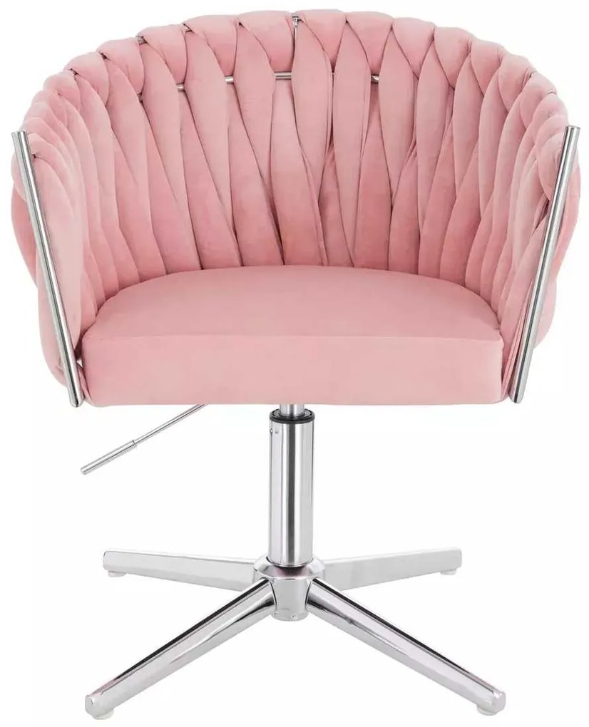 LuxuryForm DESIGN Stolička NORDEN VELUR na striebornom kríži - ružová