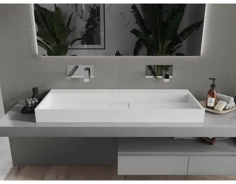 Mexen Ava, umývadlo na dosku z konglomerátu 120 x 46 cm, biela, 23011200