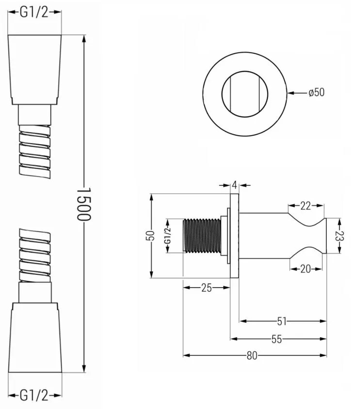 Mexen príslušenstvo - podomietkový 1-bodový ručný sprchový set R-70, grafit, 785706051-66