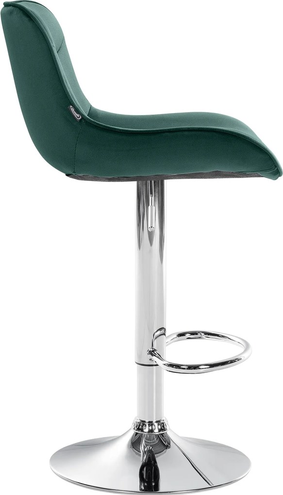 Barová stolička Vonore - zamat, chróm rám - Zelená