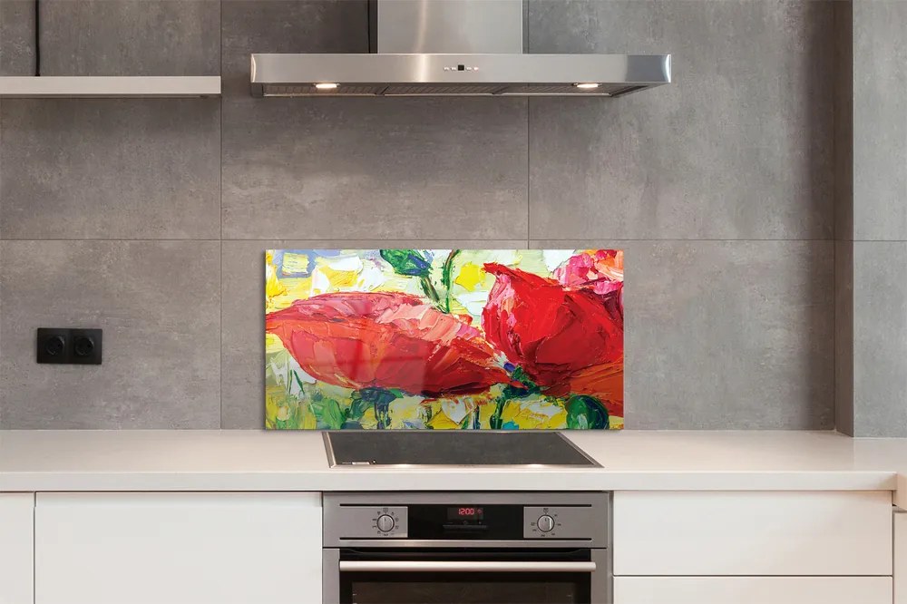Nástenný panel  červené kvety 100x50 cm