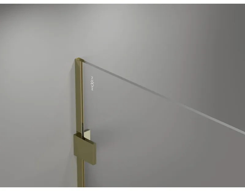 Mexen Lunar sprchová stena ľavá 90 x 200 cm, 8mm číre sklo, zlatá lesklá, 830-090-000-50-00-L