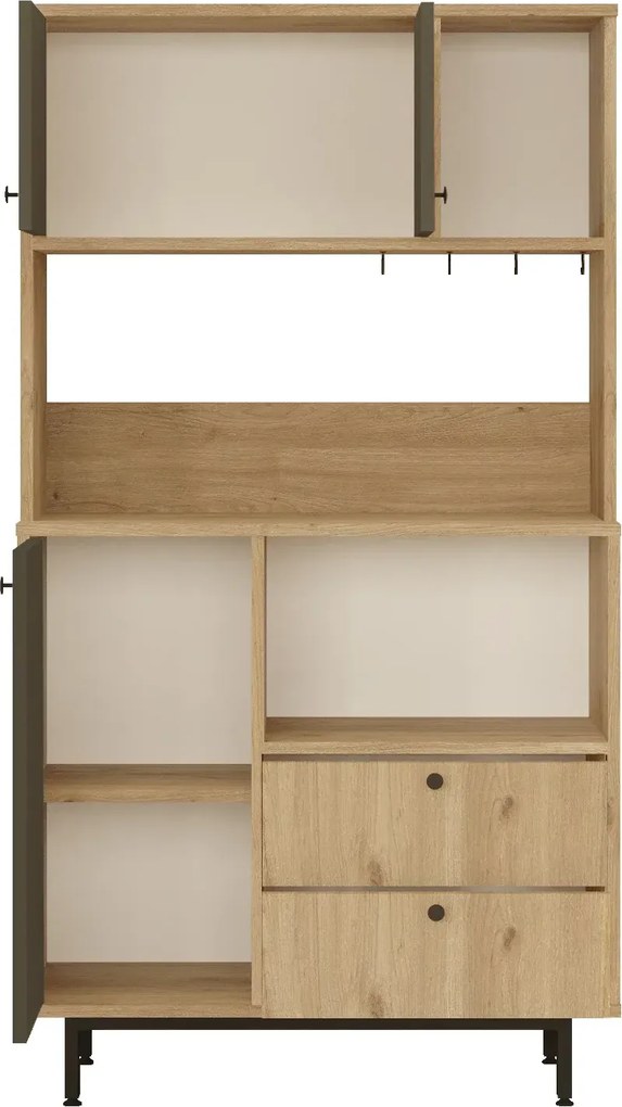 Vysoká skriňa na mikrovlnku Houseland Royce 03 dub Castello/antracitovo sivá