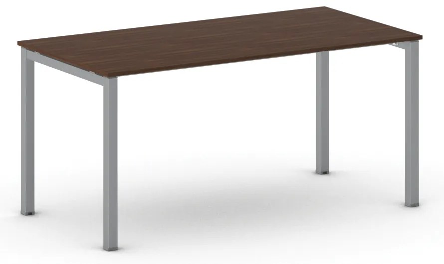 Rokovací kancelársky stôl PRIMO SQUARE, 160x80 cm, sivostrieborná podnož, orech