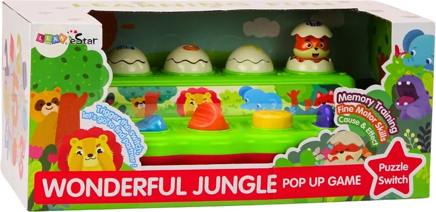 LEAN Toys Vyskakovacie zvieratká pop-up vzdelávací panel so zvukmi pre deti