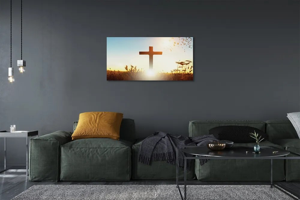 Obraz na plátne Kríž pole Slnka 140x70 cm