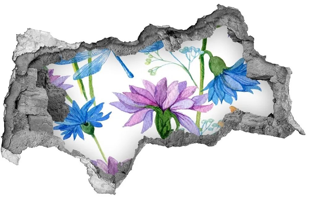 Samolepiaca diera na stenu Kvety a vážky nd-b-98370338