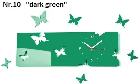 Motýle nástenné hodiny z akrylového skla zelená