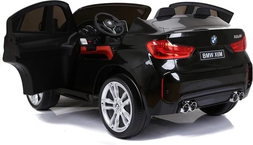 LEAN CARS Elektrické autíčko BMW X6M pre deti čierne lakované LED MP3