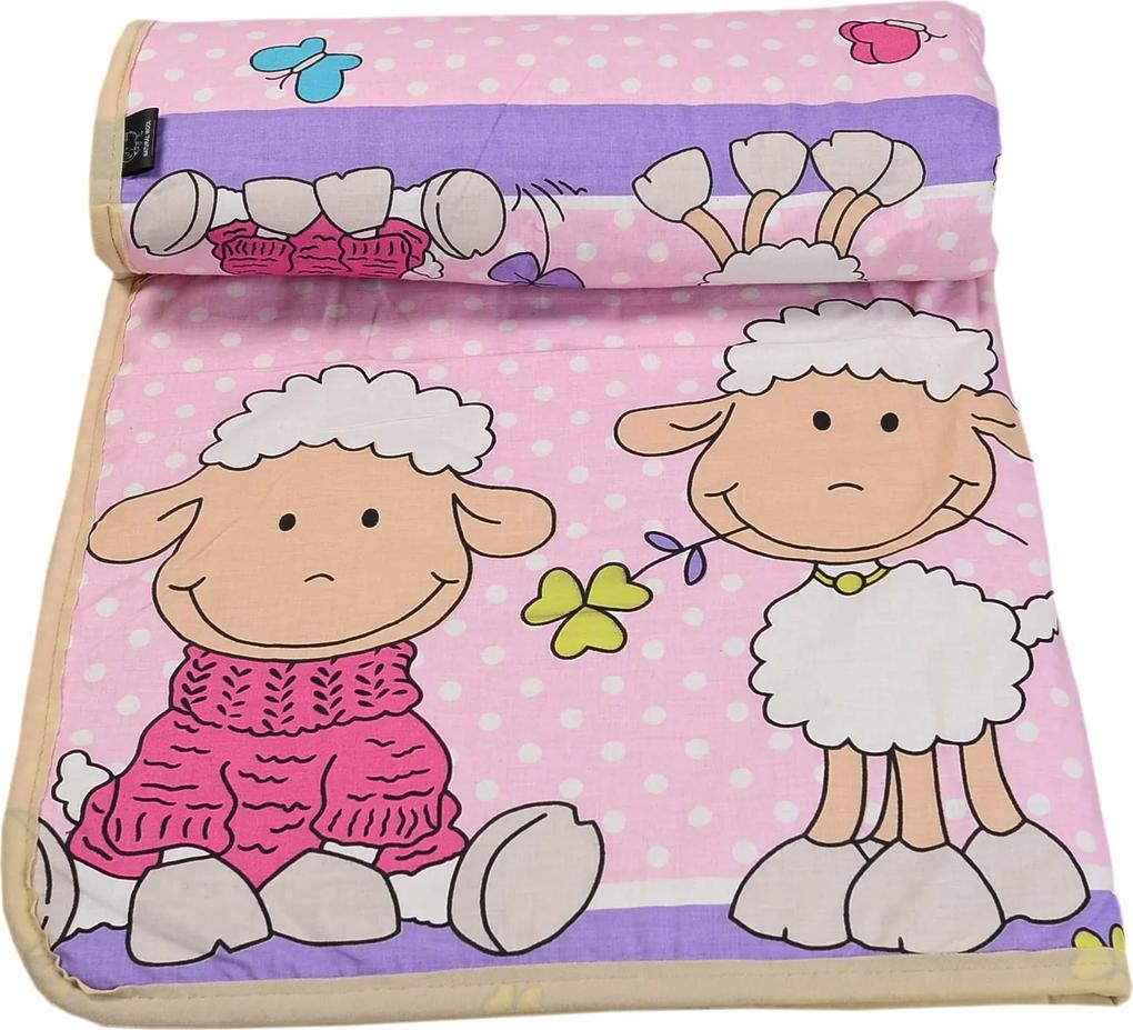 Detská deka z ovčieho rúna ružová 110x100 cm