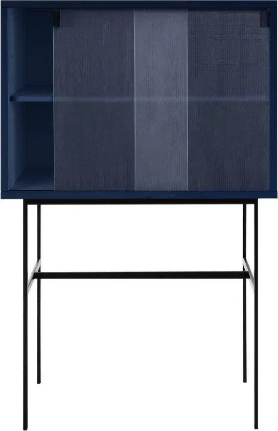Tmavomodrá vitrína s posuvnými dverami 70x109x40 cm Lekko – noo.ma