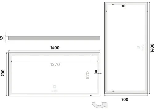 LED zrkadlo do kúpeľne Nimco 140x70 cm s dotykovým senzorom IP 44 ZP 13008V