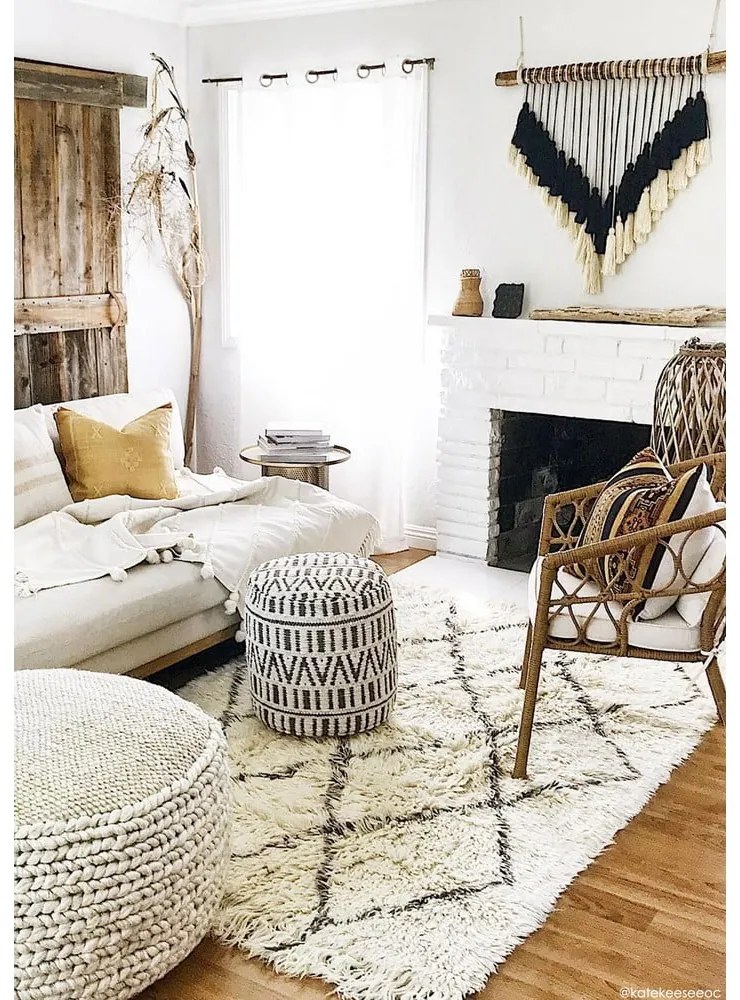 Krémový prateľný ručne tkaný vlnený koberec 140x200 cm Berber Soul – Lorena Canals