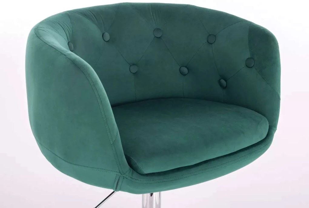 LuxuryForm DESIGN Kreslo MONTANA VELUR na striebornom tanieri - zelené