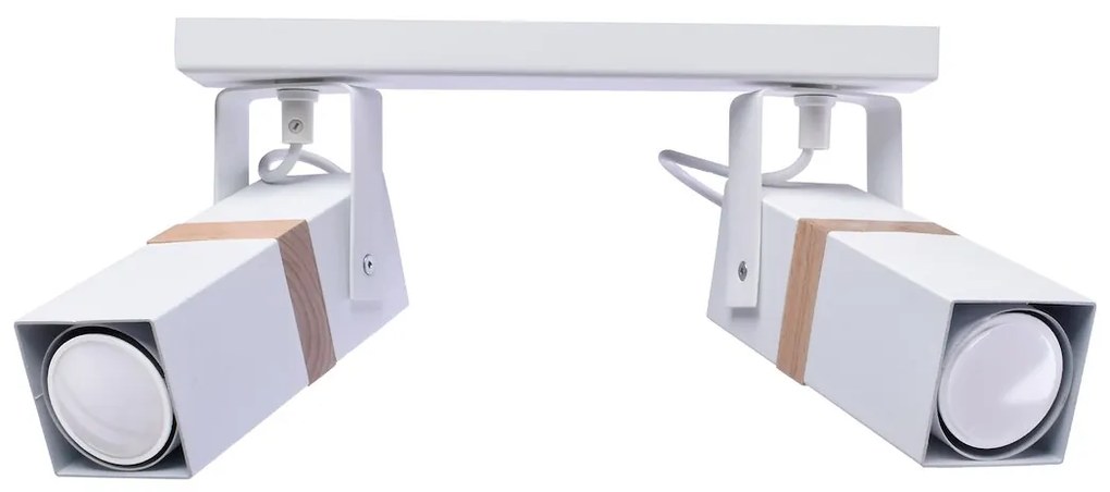 Bodové svietidlo Vidar, 2x drevené/biele kovové tienidlo, w