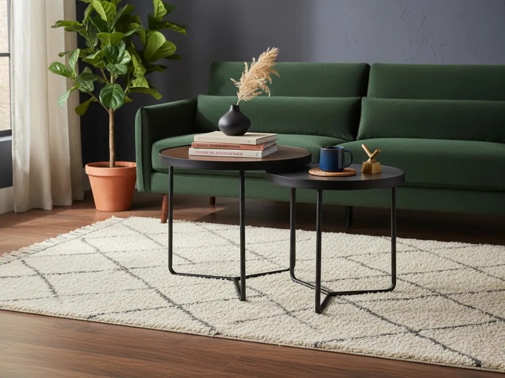 Odkladacie stolíky PENELOPE sada 2 ks Ø 50 cm, hnedá/čierna