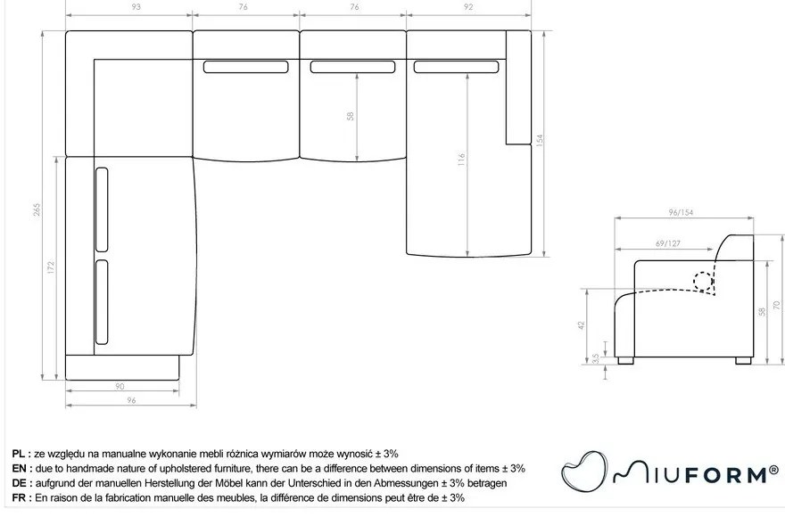 Krémovobiela rohová pohovka (ľavý roh/do tvaru "U") Flex Felix – Miuform