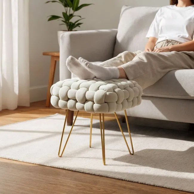 Taburetka DOTTY krémová